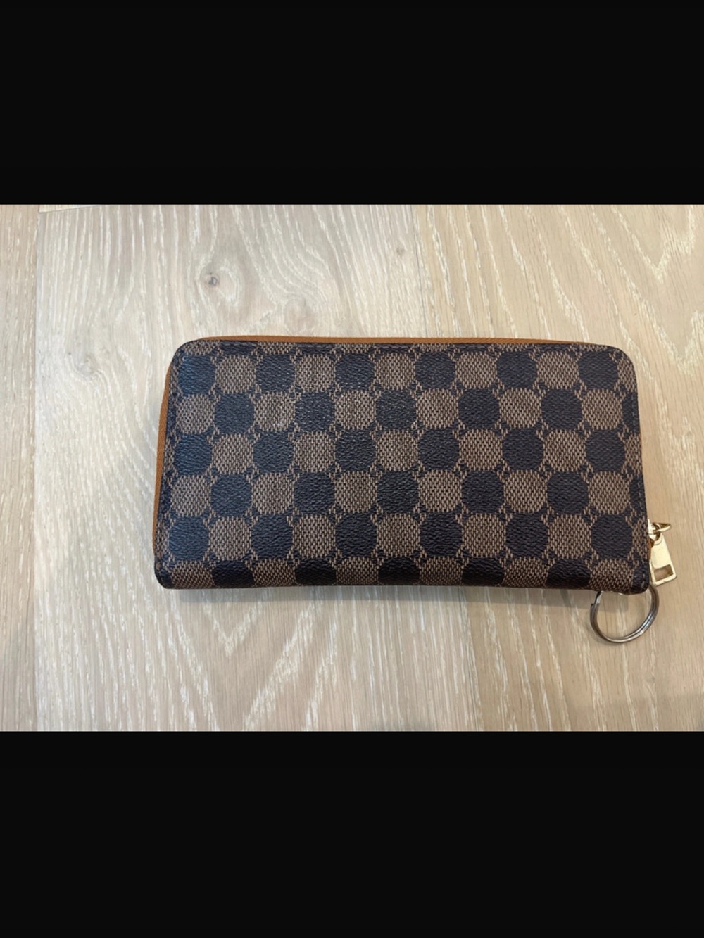 Brown Checkered Zip Wallet Key Holder | Card-Case-Coin Purse Organizer